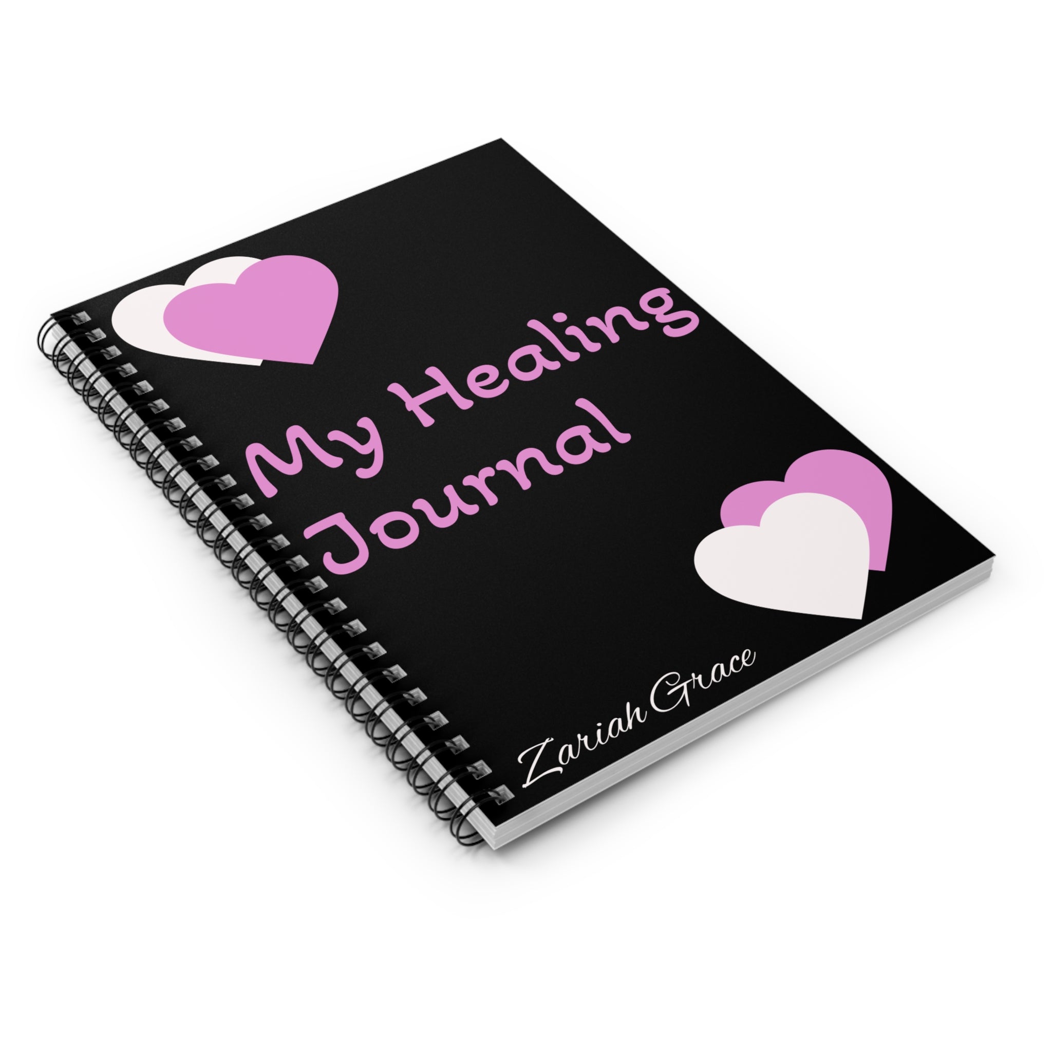Zariah Grace's My Healing Journal Spiral Notebook | Ruled Lined Journal, Pink Hearts