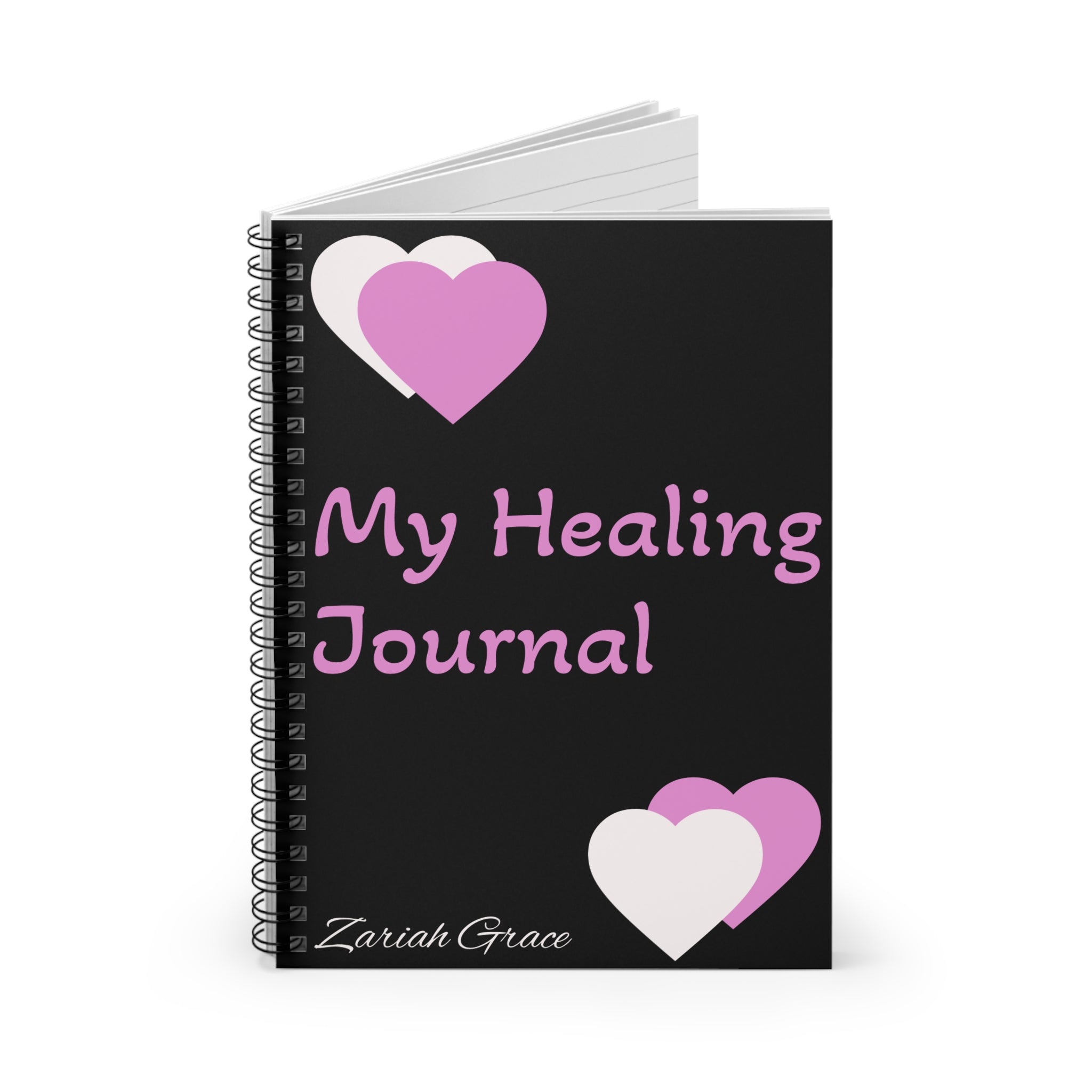 Zariah Grace's My Healing Journal Spiral Notebook | Ruled Lined Journal, Pink Hearts