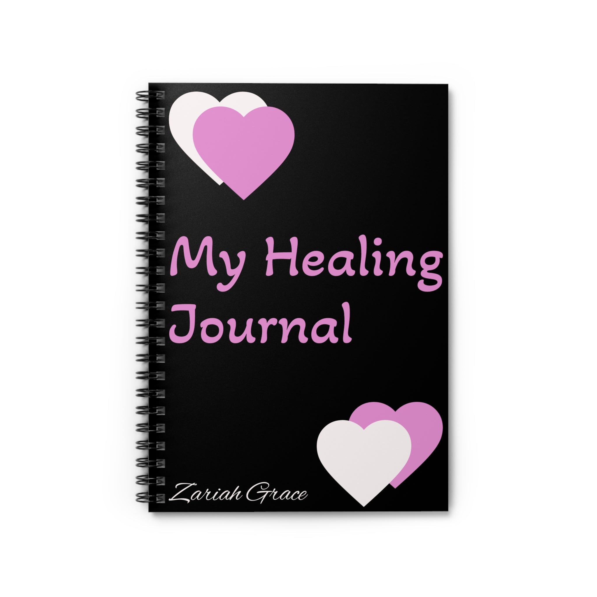 Zariah Grace's My Healing Journal Spiral Notebook | Ruled Lined Journal, Pink Hearts